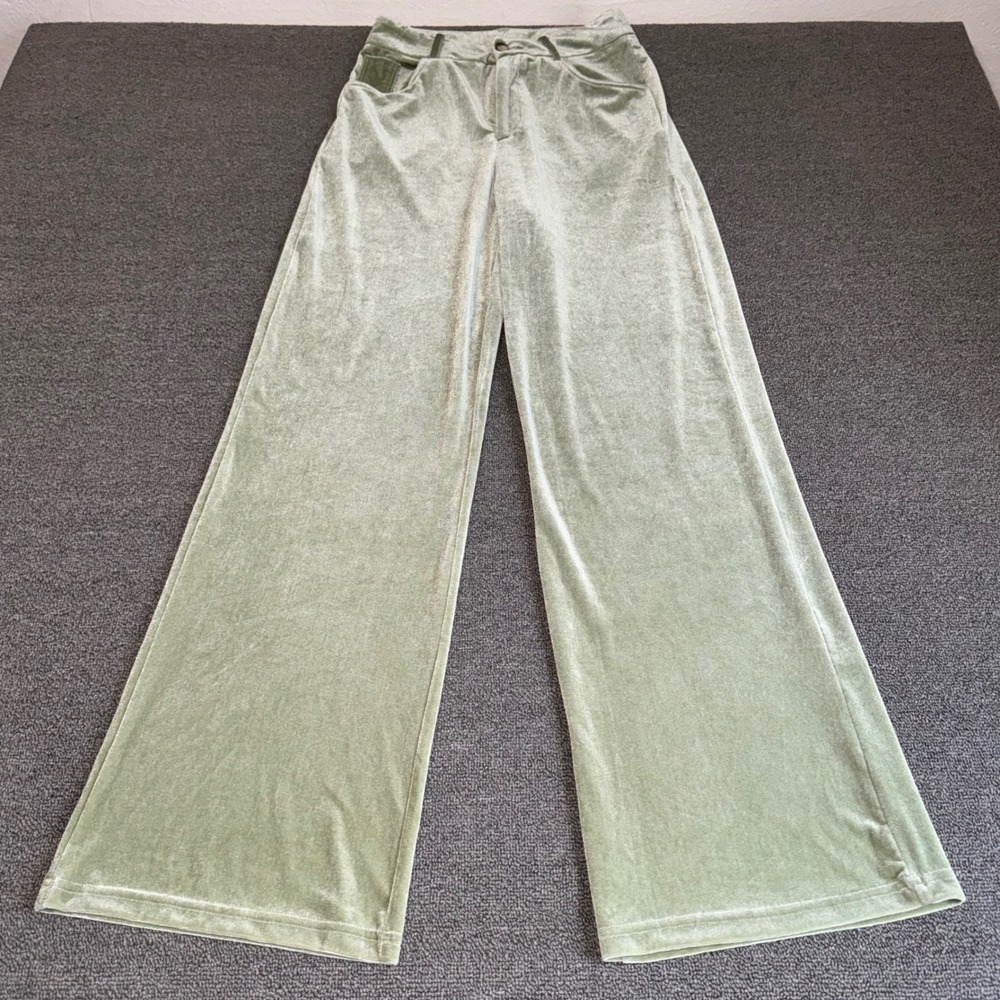 Cider Sage Green Velvet Wide Leg Pant High Waisted Trousers Womens Small Cottage